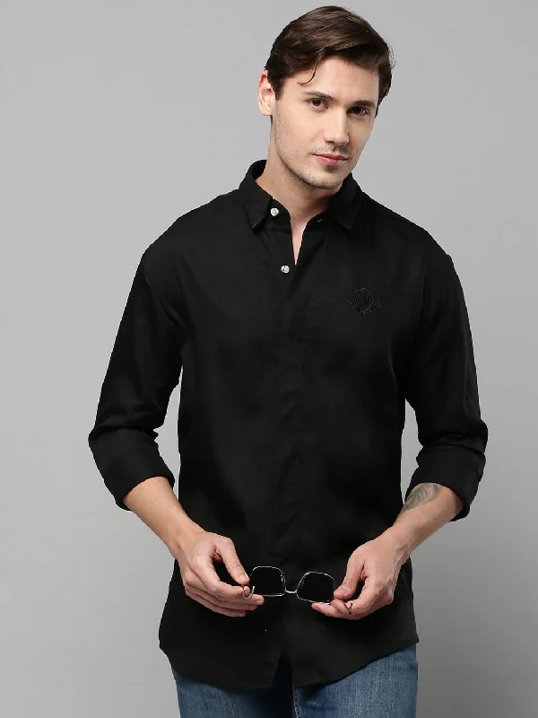 Men's Organic Cotton Casual Shirts with a Soft Handfeel for Everyday ComfortMen Black Solid Casual Shirt Men's Organic Cotton Casual Shirts with a Soft Handfeel for Everyday ComfortMen Black Solid Casual Shirt