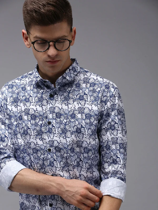 Men's Wrinkle - Resistant Polyester Blend Casual Shirts for Easy Travel and MaintenanceMen White Printed Casual Shirt Men's Wrinkle - Resistant Polyester Blend Casual Shirts for Easy Travel and MaintenanceMen White Printed Casual Shirt