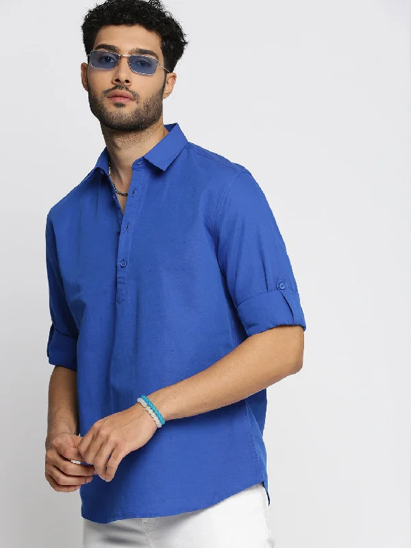 Men's Moisture - Wicking Performance Fabric Casual Shirts for Outdoor ActivitiesMen Blue Solid Shirt Collar Casual Short Shirt Men's Moisture - Wicking Performance Fabric Casual Shirts for Outdoor ActivitiesMen Blue Solid Shirt Collar Casual Short Shirt