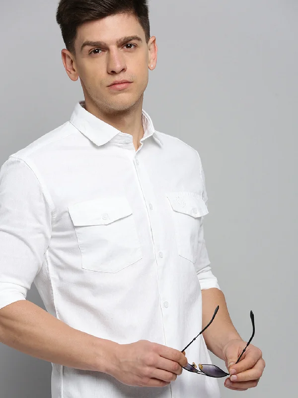 Men's Sustainable Recycled Material Casual Shirts for Eco - Conscious ConsumersMen White Solid Casual Shirt Men's Sustainable Recycled Material Casual Shirts for Eco - Conscious ConsumersMen White Solid Casual Shirt