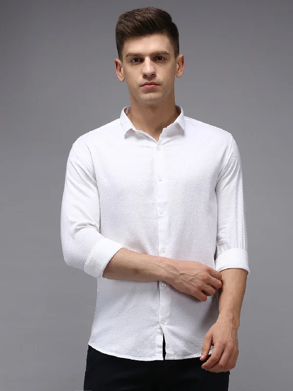 Men's Slim - Fit Printed Floral Casual Shirts in Pastel Colors for a Spring - Inspired VibeMen White Solid Casual Shirt Men's Slim - Fit Printed Floral Casual Shirts in Pastel Colors for a Spring - Inspired VibeMen White Solid Casual Shirt