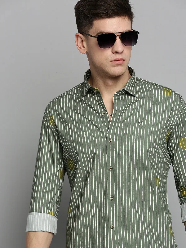 Men's Long - Line Oversized Casual Shirts in Dark Gray for a Relaxed and Modern LookMen Green Striped Casual Shirt Men's Long - Line Oversized Casual Shirts in Dark Gray for a Relaxed and Modern LookMen Green Striped Casual Shirt