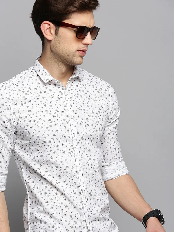 Men's Long - Line Oversized Casual Shirts in Dark Gray for a Relaxed and Modern LookMen White Printed Casual Shirt Men's Long - Line Oversized Casual Shirts in Dark Gray for a Relaxed and Modern LookMen White Printed Casual Shirt