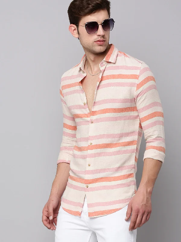 Plus Size Men's Plaid Flannel Casual Shirts in Earth Tones for a Cozy Fall OutfitMen Cream Striped Casual Shirt Plus Size Men's Plaid Flannel Casual Shirts in Earth Tones for a Cozy Fall OutfitMen Cream Striped Casual Shirt