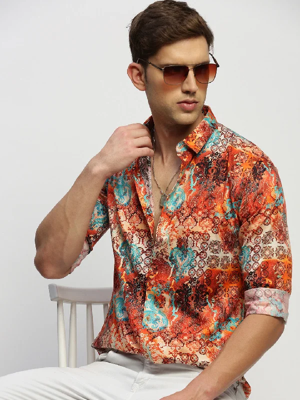 Men's Tailored Fit Checkered Casual Shirts in Multicolor for a Smart - Casual EnsembleMen Orange Printed Shirt Men's Tailored Fit Checkered Casual Shirts in Multicolor for a Smart - Casual EnsembleMen Orange Printed Shirt