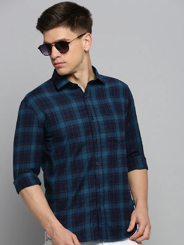 Men's Tailored Fit Checkered Casual Shirts in Multicolor for a Smart - Casual EnsembleMen Teal Checked Casual Shirt Men's Tailored Fit Checkered Casual Shirts in Multicolor for a Smart - Casual EnsembleMen Teal Checked Casual Shirt