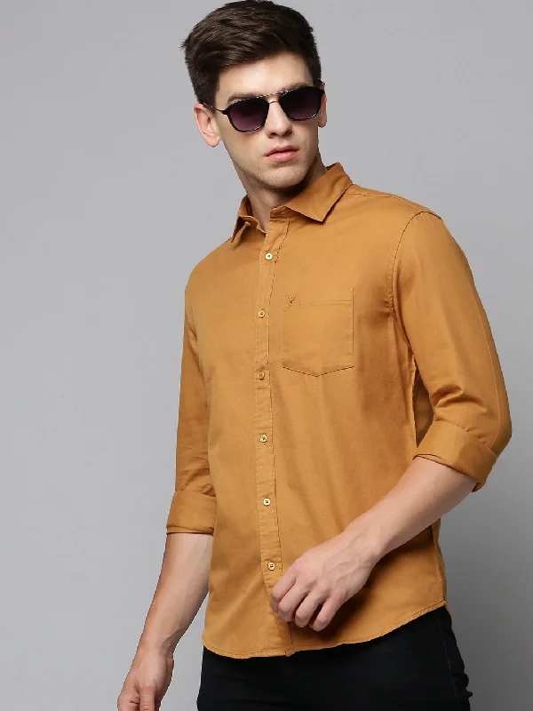 Men's Wrinkle - Resistant Polyester Blend Casual Shirts for Easy Travel and MaintenanceMen Khaki Solid Casual Shirt Men's Wrinkle - Resistant Polyester Blend Casual Shirts for Easy Travel and MaintenanceMen Khaki Solid Casual Shirt