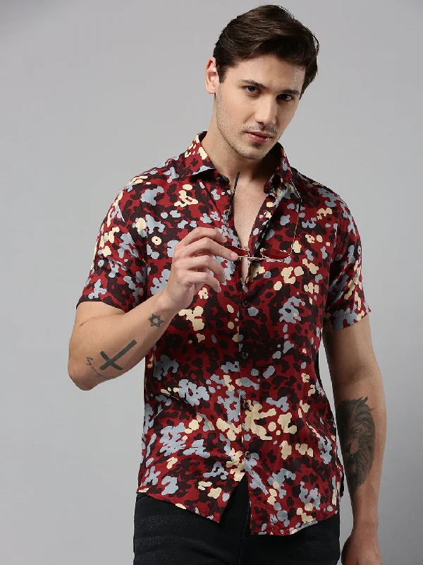 Men's Sustainable Recycled Material Casual Shirts for Eco - Conscious ConsumersMen Maroon Printed Casual Shirt Men's Sustainable Recycled Material Casual Shirts for Eco - Conscious ConsumersMen Maroon Printed Casual Shirt
