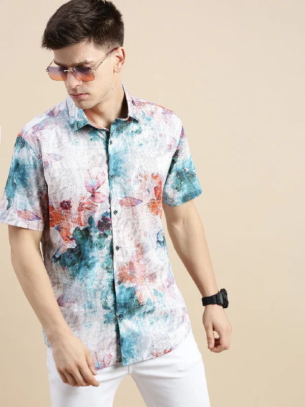 Men's Wrinkle - Resistant Polyester Blend Casual Shirts for Easy Travel and MaintenanceMen Multi Floral Casual Shirt Men's Wrinkle - Resistant Polyester Blend Casual Shirts for Easy Travel and MaintenanceMen Multi Floral Casual Shirt