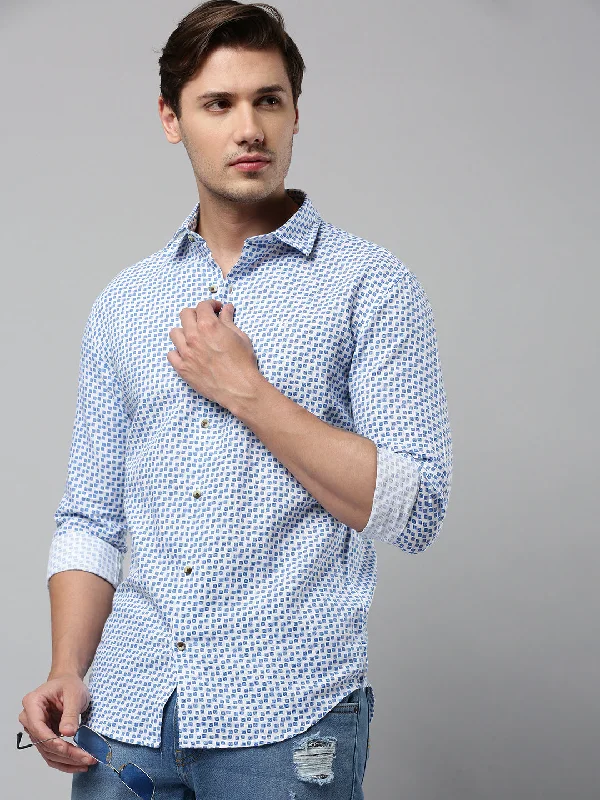 Men's Embroidered Detail Casual Shirts in Beige for a Touch of EleganceMen White Printed Casual Shirt Men's Embroidered Detail Casual Shirts in Beige for a Touch of EleganceMen White Printed Casual Shirt