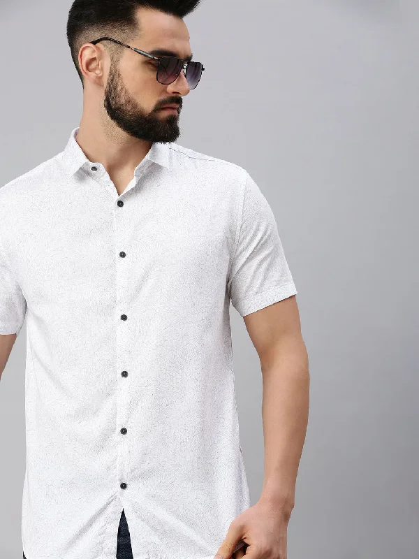 Men's Organic Cotton Casual Shirts with a Soft Handfeel for Everyday ComfortMen White Printed Casual Shirt Men's Organic Cotton Casual Shirts with a Soft Handfeel for Everyday ComfortMen White Printed Casual Shirt
