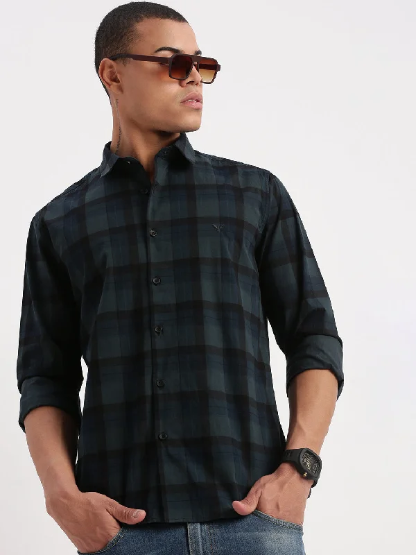 Men's Slim - Fit Printed Floral Casual Shirts in Pastel Colors for a Spring - Inspired VibeMen Tartan Checks Teal Shirt Men's Slim - Fit Printed Floral Casual Shirts in Pastel Colors for a Spring - Inspired VibeMen Tartan Checks Teal Shirt