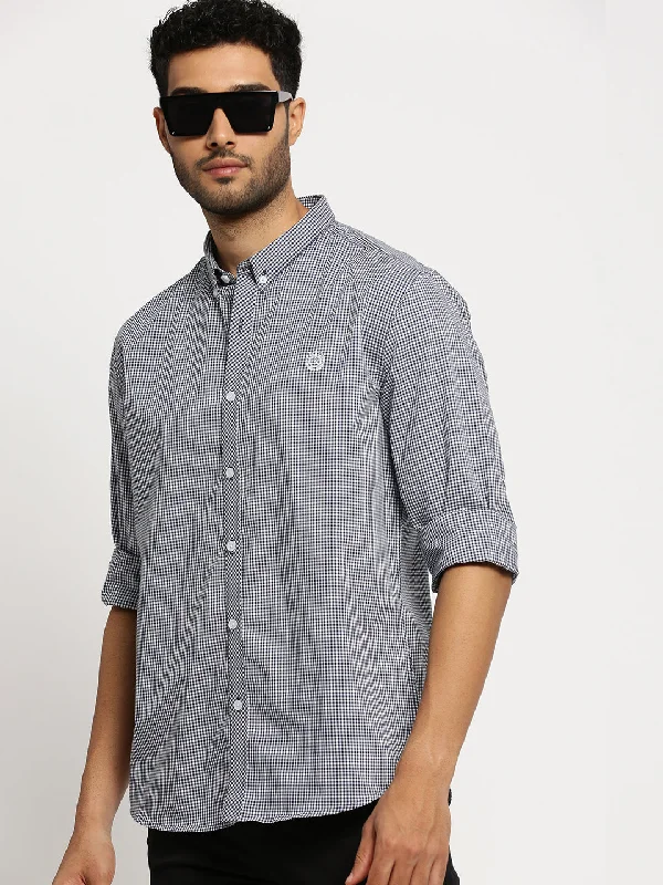 Men's Slim - Fit Printed Floral Casual Shirts in Pastel Colors for a Spring - Inspired VibeMen Black Spread Collar Gingham Checks Shirt Men's Slim - Fit Printed Floral Casual Shirts in Pastel Colors for a Spring - Inspired VibeMen Black Spread Collar Gingham Checks Shirt