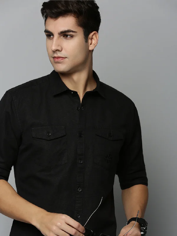 Men's Distressed Denim Casual Shirts with Frayed Edges for a Trendy and Rugged LookMen Black Solid Casual Shirt Men's Distressed Denim Casual Shirts with Frayed Edges for a Trendy and Rugged LookMen Black Solid Casual Shirt