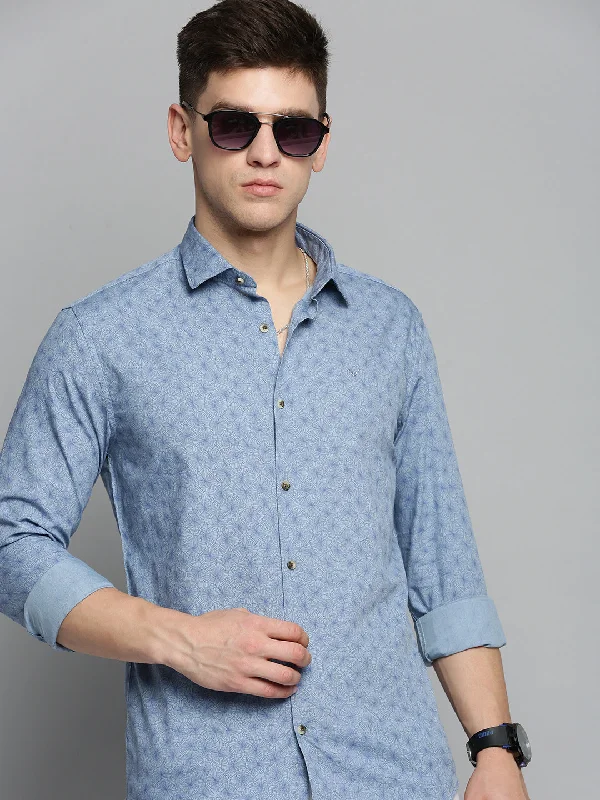Men's Moisture - Wicking Performance Fabric Casual Shirts for Outdoor ActivitiesMen Blue Printed Casual Shirt Men's Moisture - Wicking Performance Fabric Casual Shirts for Outdoor ActivitiesMen Blue Printed Casual Shirt