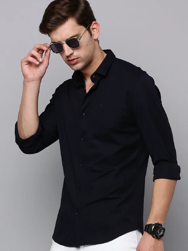 Men's Graphic - Printed Casual Shirts with Pop - Culture References for a Fun and Stylish LookMen Navy Solid Casual Shirt Men's Graphic - Printed Casual Shirts with Pop - Culture References for a Fun and Stylish LookMen Navy Solid Casual Shirt