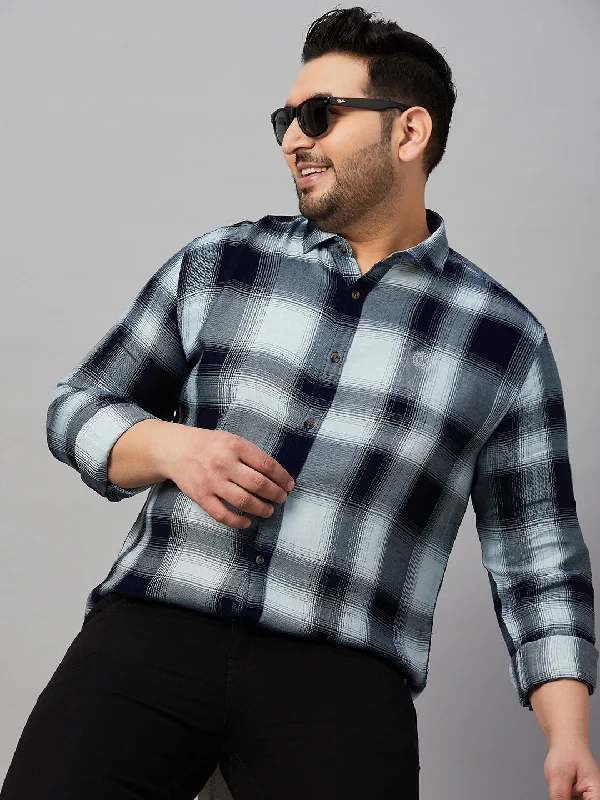 Men's Thermal - Lined Casual Shirts in Black for Added Warmth in Cold WeatherMen Spread Collar Checked Blue Shirt Men's Thermal - Lined Casual Shirts in Black for Added Warmth in Cold WeatherMen Spread Collar Checked Blue Shirt