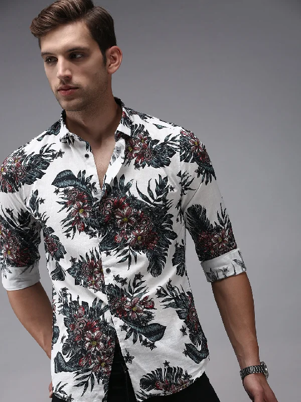Men's Sustainable Recycled Material Casual Shirts for Eco - Conscious ConsumersMen White Printed Casual Shirt Men's Sustainable Recycled Material Casual Shirts for Eco - Conscious ConsumersMen White Printed Casual Shirt