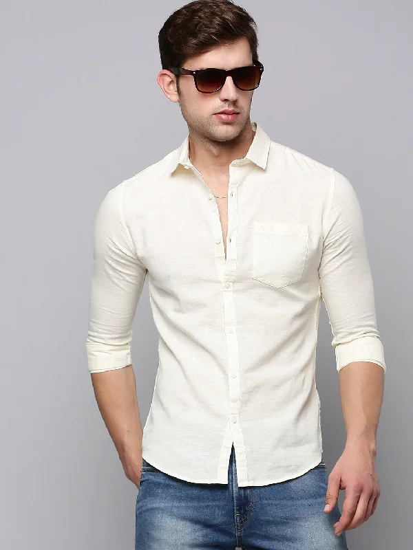 Men's Distressed Denim Casual Shirts with Frayed Edges for a Trendy and Rugged LookMen Cream Solid Casual Shirt Men's Distressed Denim Casual Shirts with Frayed Edges for a Trendy and Rugged LookMen Cream Solid Casual Shirt