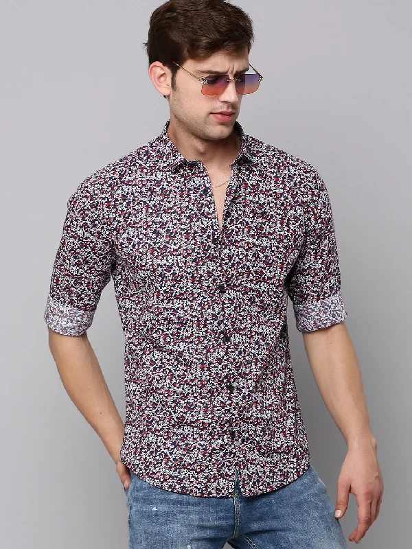 Men's Moisture - Wicking Performance Fabric Casual Shirts for Outdoor ActivitiesMen Navy Printed Casual Shirt Men's Moisture - Wicking Performance Fabric Casual Shirts for Outdoor ActivitiesMen Navy Printed Casual Shirt