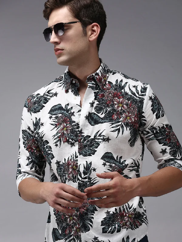 Men's Long - Line Oversized Casual Shirts in Dark Gray for a Relaxed and Modern LookMen White Printed Casual Shirt Men's Long - Line Oversized Casual Shirts in Dark Gray for a Relaxed and Modern LookMen White Printed Casual Shirt