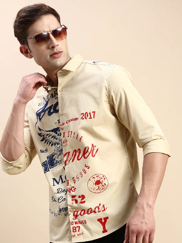 Men's Button - Down Oxford Casual Shirts in Crisp White for a Classic and Versatile StyleMen Khaki Printed Casual Shirt Men's Button - Down Oxford Casual Shirts in Crisp White for a Classic and Versatile StyleMen Khaki Printed Casual Shirt