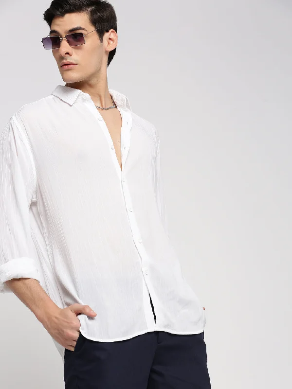 Men's Short - Sleeve Linen Casual Shirts in Light Khaki for a Breathable Summer OptionMen White Spread Collar Solid Shirt Men's Short - Sleeve Linen Casual Shirts in Light Khaki for a Breathable Summer OptionMen White Spread Collar Solid Shirt