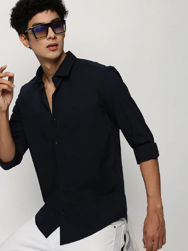 Men's Tailored Fit Checkered Casual Shirts in Multicolor for a Smart - Casual EnsembleMen Navy Solid Shirt Men's Tailored Fit Checkered Casual Shirts in Multicolor for a Smart - Casual EnsembleMen Navy Solid Shirt