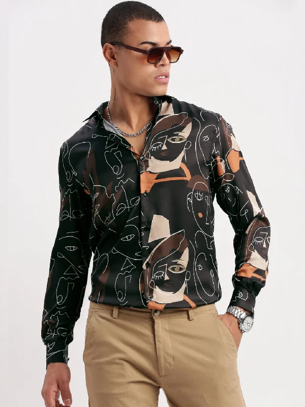 Men's Thermal - Lined Casual Shirts in Black for Added Warmth in Cold WeatherMen Graphic Black Party Shirt Men's Thermal - Lined Casual Shirts in Black for Added Warmth in Cold WeatherMen Graphic Black Party Shirt