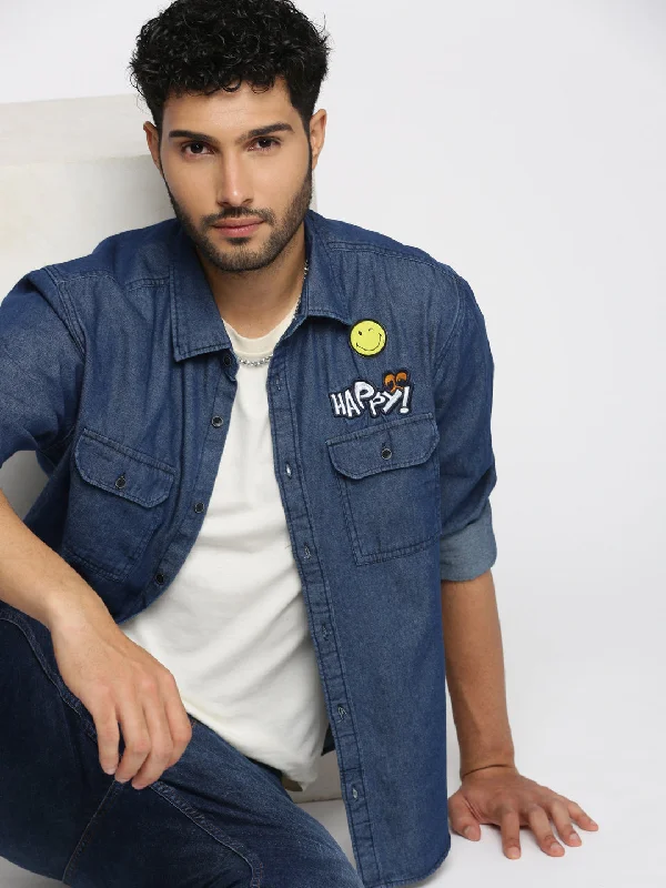 Men's Stretch - Fabric Casual Shirts in Navy Blue for a Comfortable and Flexible FitMen Navy Blue Spread Collar Solid Oversized Shirt Men's Stretch - Fabric Casual Shirts in Navy Blue for a Comfortable and Flexible FitMen Navy Blue Spread Collar Solid Oversized Shirt