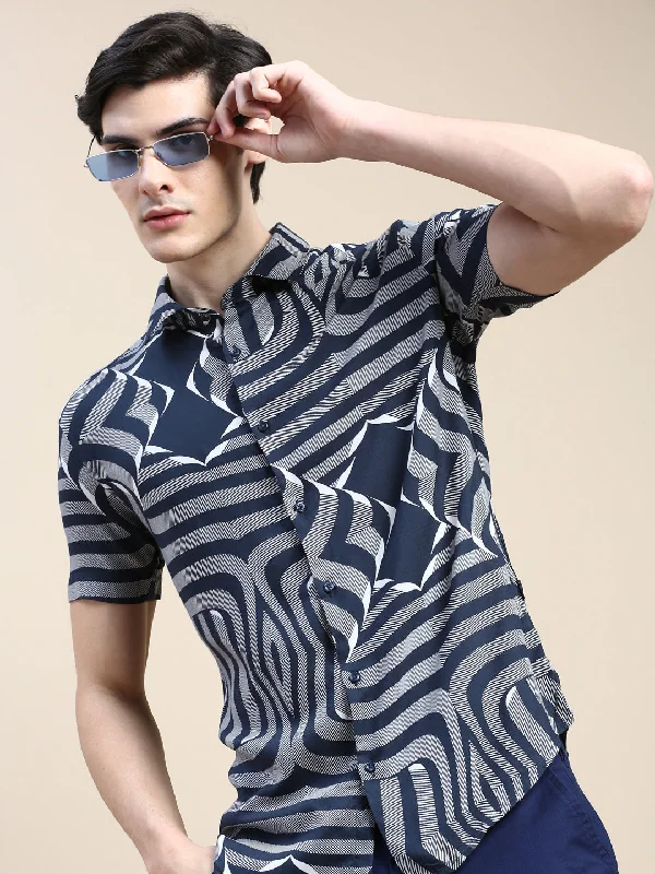 Men's Slim - Fit Printed Floral Casual Shirts in Pastel Colors for a Spring - Inspired VibeMen Teal Graphics Casual Shirt Men's Slim - Fit Printed Floral Casual Shirts in Pastel Colors for a Spring - Inspired VibeMen Teal Graphics Casual Shirt