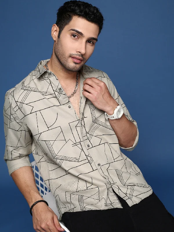 Men's Distressed Denim Casual Shirts with Frayed Edges for a Trendy and Rugged LookMen Geometric Grey Slim Fit Shirt Men's Distressed Denim Casual Shirts with Frayed Edges for a Trendy and Rugged LookMen Geometric Grey Slim Fit Shirt