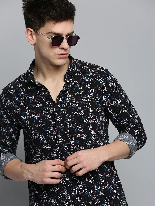 Men's Long - Line Oversized Casual Shirts in Dark Gray for a Relaxed and Modern LookMen Black Printed Casual Shirt Men's Long - Line Oversized Casual Shirts in Dark Gray for a Relaxed and Modern LookMen Black Printed Casual Shirt