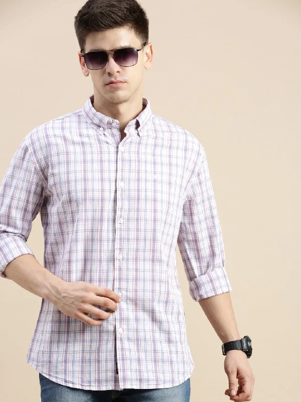 Men's Organic Cotton Casual Shirts with a Soft Handfeel for Everyday ComfortMen Cream Checked Casual Shirt Men's Organic Cotton Casual Shirts with a Soft Handfeel for Everyday ComfortMen Cream Checked Casual Shirt