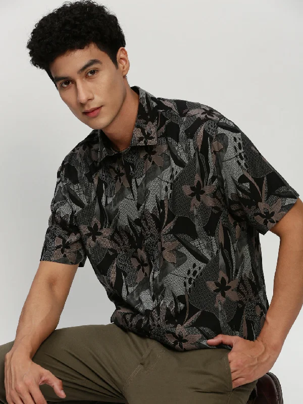 Men's Button - Down Oxford Casual Shirts in Crisp White for a Classic and Versatile StyleMen Black Floral Casual Casual Shirts Men's Button - Down Oxford Casual Shirts in Crisp White for a Classic and Versatile StyleMen Black Floral Casual Casual Shirts