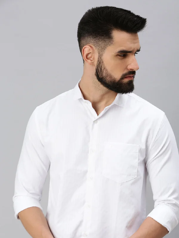 Plus Size Men's Plaid Flannel Casual Shirts in Earth Tones for a Cozy Fall OutfitMen White Self Design Casual Shirt Plus Size Men's Plaid Flannel Casual Shirts in Earth Tones for a Cozy Fall OutfitMen White Self Design Casual Shirt