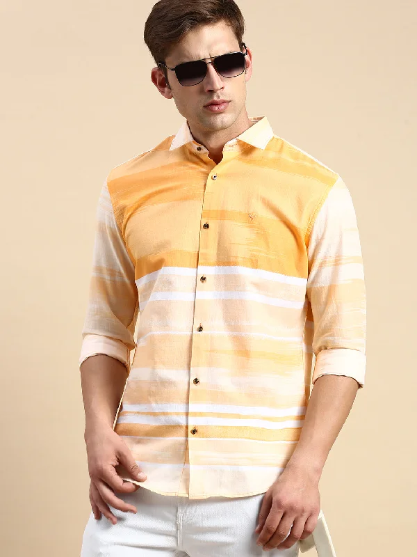 Men's Stretch - Fabric Casual Shirts in Navy Blue for a Comfortable and Flexible FitMen Orange Striped Casual Shirt Men's Stretch - Fabric Casual Shirts in Navy Blue for a Comfortable and Flexible FitMen Orange Striped Casual Shirt