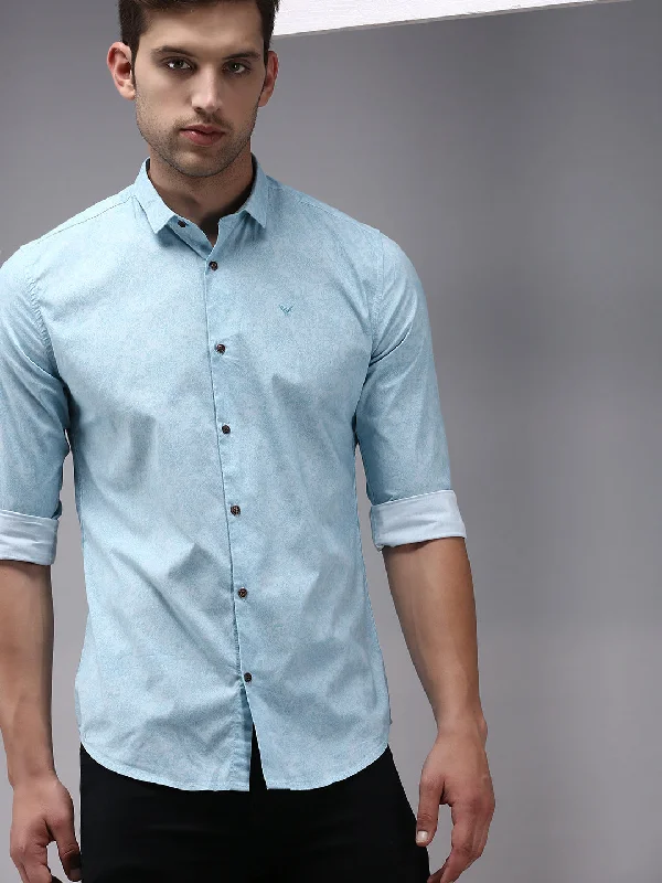 Men's Two - Tone Contrast Panel Casual Shirts in White and Navy for a Stylish and Eye - Catching DesignMen Blue Printed Casual Shirt Men's Two - Tone Contrast Panel Casual Shirts in White and Navy for a Stylish and Eye - Catching DesignMen Blue Printed Casual Shirt
