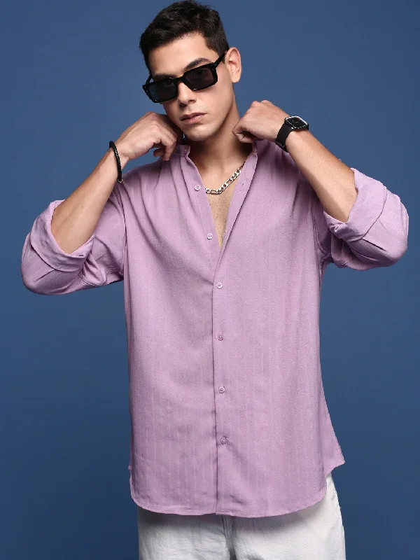 Men's Tailored Fit Checkered Casual Shirts in Multicolor for a Smart - Casual EnsembleMen Mandarin Collar Solid Lavender Slim Fit Shirt Men's Tailored Fit Checkered Casual Shirts in Multicolor for a Smart - Casual EnsembleMen Mandarin Collar Solid Lavender Slim Fit Shirt