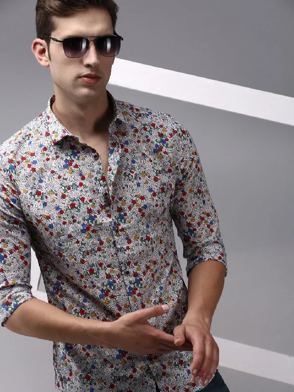 Plus Size Men's Striped Chambray Casual Shirts with a Spread Collar for a Preppy AppearanceMen Multi Printed Casual Shirt Plus Size Men's Striped Chambray Casual Shirts with a Spread Collar for a Preppy AppearanceMen Multi Printed Casual Shirt