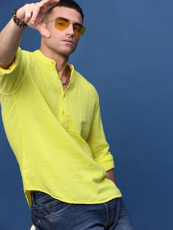 Men's Organic Cotton Casual Shirts with a Soft Handfeel for Everyday ComfortMen Yellow Solid Slim Fit Casual Shirt Men's Organic Cotton Casual Shirts with a Soft Handfeel for Everyday ComfortMen Yellow Solid Slim Fit Casual Shirt