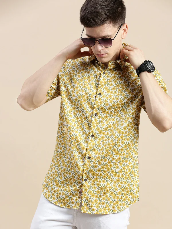 Men's Distressed Denim Casual Shirts with Frayed Edges for a Trendy and Rugged LookMen White Floral Casual Shirt Men's Distressed Denim Casual Shirts with Frayed Edges for a Trendy and Rugged LookMen White Floral Casual Shirt