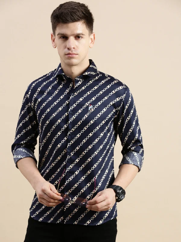 Men's Retro - Style Hawaiian Print Casual Shirts in Bold Patterns for a Tropical VacationMen Navy Graphics Casual Shirt Men's Retro - Style Hawaiian Print Casual Shirts in Bold Patterns for a Tropical VacationMen Navy Graphics Casual Shirt