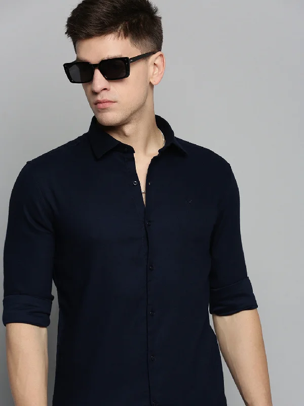 Men's Short - Sleeve Linen Casual Shirts in Light Khaki for a Breathable Summer OptionMen Navy Solid Casual Shirt Men's Short - Sleeve Linen Casual Shirts in Light Khaki for a Breathable Summer OptionMen Navy Solid Casual Shirt
