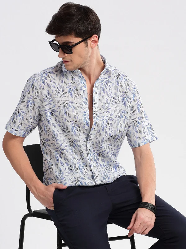 Men's Tailored Fit Checkered Casual Shirts in Multicolor for a Smart - Casual EnsembleMen Spread Collar Floral White Casual Shirt Men's Tailored Fit Checkered Casual Shirts in Multicolor for a Smart - Casual EnsembleMen Spread Collar Floral White Casual Shirt