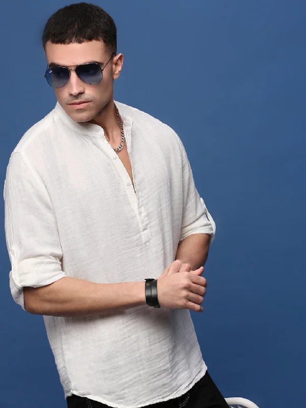 Men's Short - Sleeve Linen Casual Shirts in Light Khaki for a Breathable Summer OptionMen White Solid Slim Fit Casual Shirt Men's Short - Sleeve Linen Casual Shirts in Light Khaki for a Breathable Summer OptionMen White Solid Slim Fit Casual Shirt