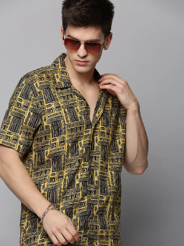 Men's Graphic - Printed Casual Shirts with Pop - Culture References for a Fun and Stylish LookMen Yellow Printed Casual Shirt Men's Graphic - Printed Casual Shirts with Pop - Culture References for a Fun and Stylish LookMen Yellow Printed Casual Shirt