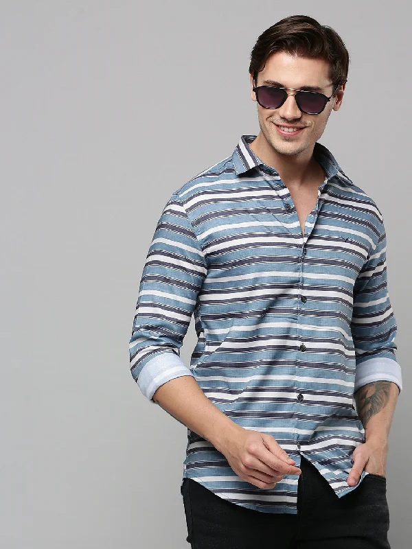Men's Tailored Fit Checkered Casual Shirts in Multicolor for a Smart - Casual EnsembleMen Blue Striped Casual Shirt Men's Tailored Fit Checkered Casual Shirts in Multicolor for a Smart - Casual EnsembleMen Blue Striped Casual Shirt