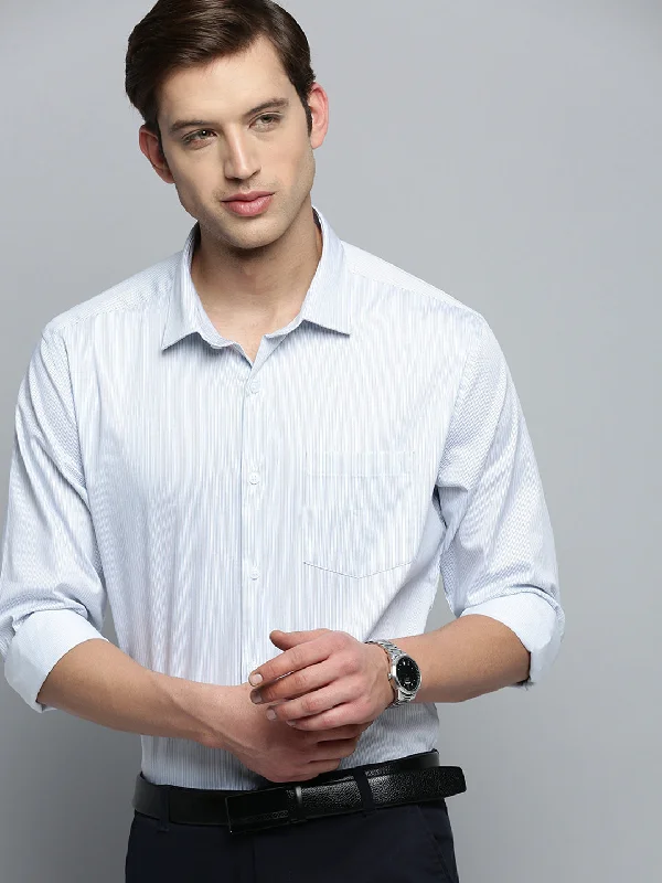 Plus Size Men's Striped Chambray Casual Shirts with a Spread Collar for a Preppy AppearanceMen White Striped Formal Shirt Plus Size Men's Striped Chambray Casual Shirts with a Spread Collar for a Preppy AppearanceMen White Striped Formal Shirt