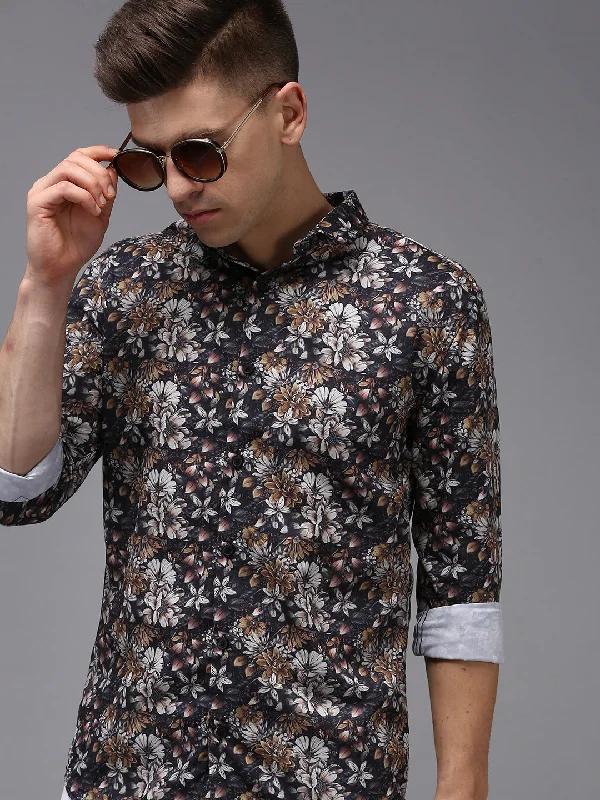 Men's Thermal - Lined Casual Shirts in Black for Added Warmth in Cold WeatherMen Black Printed Casual Shirt Men's Thermal - Lined Casual Shirts in Black for Added Warmth in Cold WeatherMen Black Printed Casual Shirt